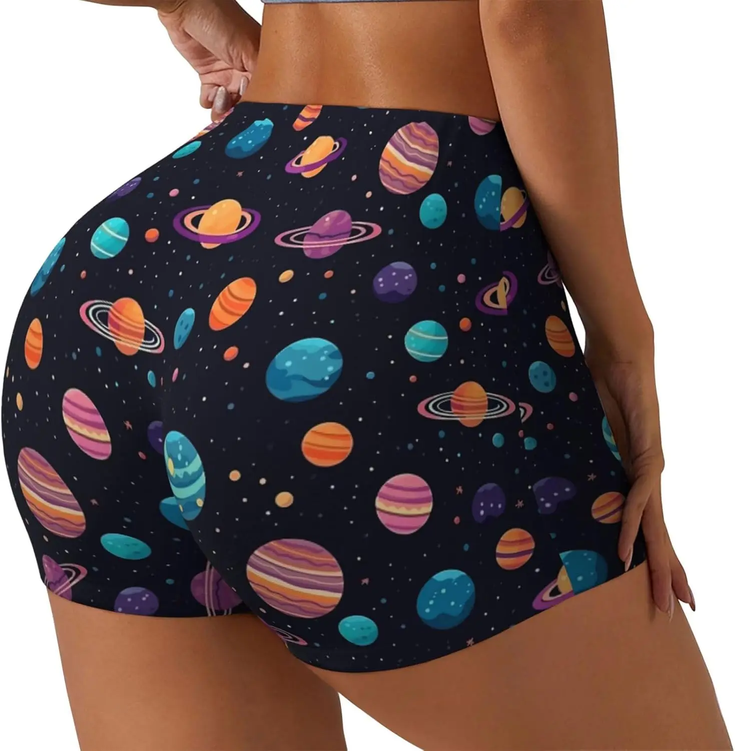 شورت نسائي للتمرين من Interstellar Space، شورت رياضي مرن، سروال يوجا لراكبي الدراجات النارية والجري والصالة الرياضية، فتل الرطوبة #2