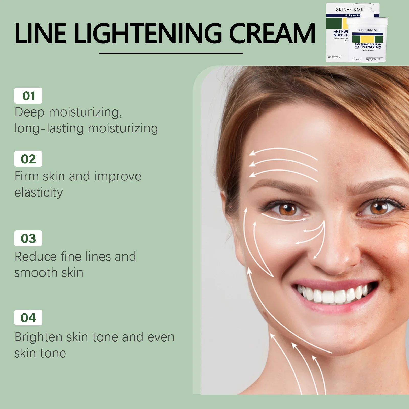 Creme facial reafirmante, Deep Fine Line Repair, Lightening, Tightening, Lift, Nutrir, Hidratante, Iluminar, Melhorar a secura, Cuidados diários com a pele