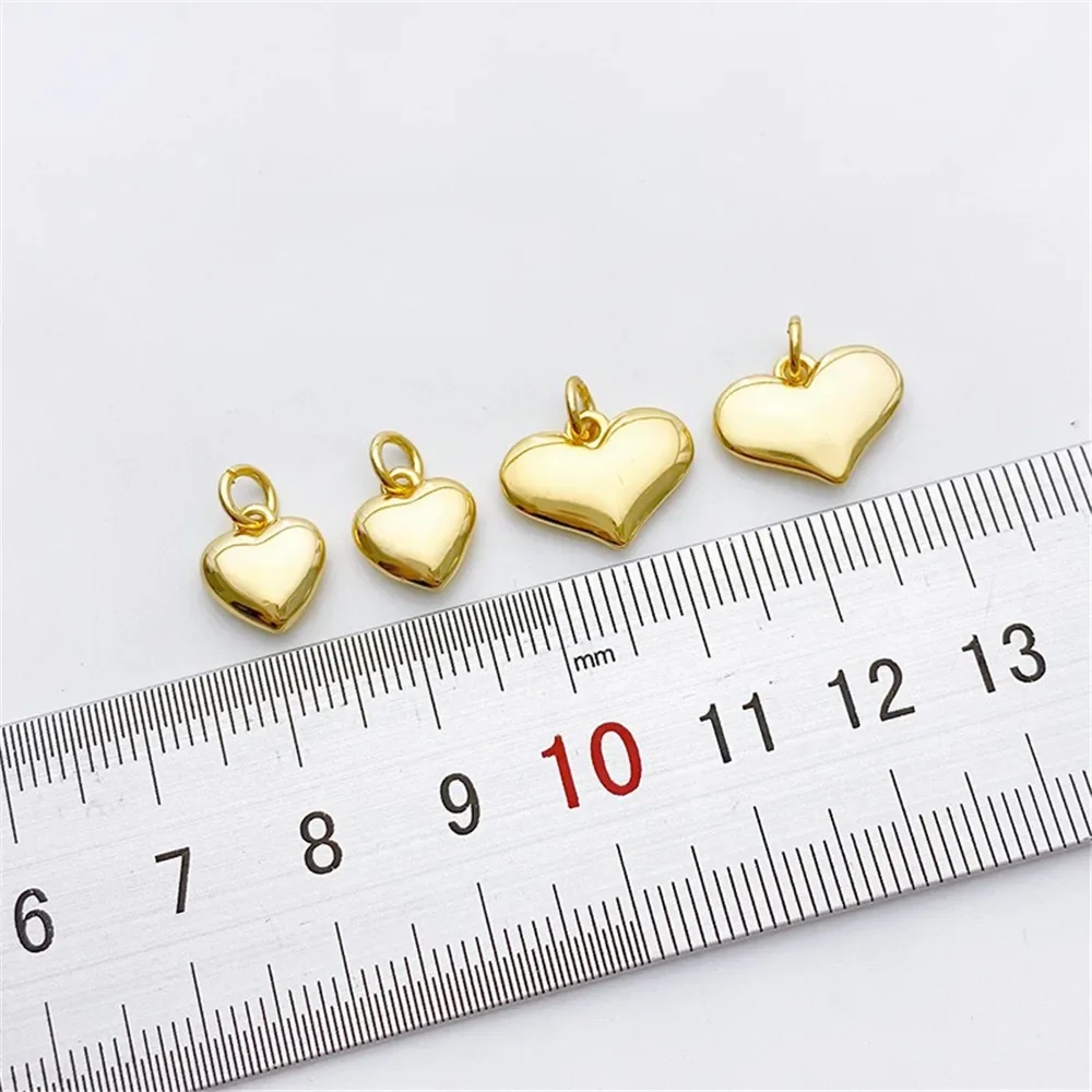 

14K18K Gold Bright Heart Pendant Handmade Diy Beaded Bracelet Necklace Pendant Material L466