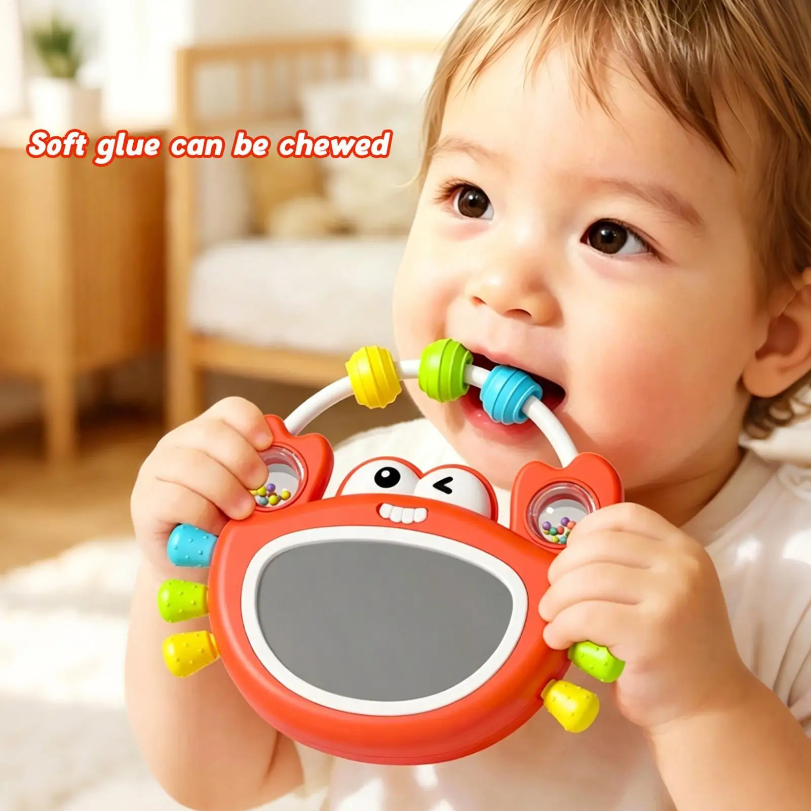 Light Musical Crab Rattle Toy Battery Powered Sensory Play Head-Up Exercise Interactive Entertainment Gift For Kids Boys Girls