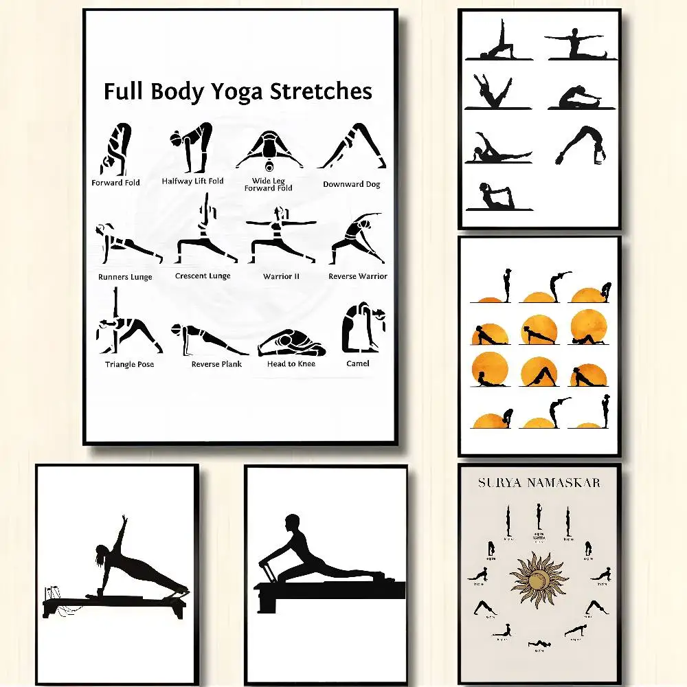 Pilates Simple Poster Sticker Self Adhesive HD Wall Art Painting Decor Office Home Dormitory Fancy Gift