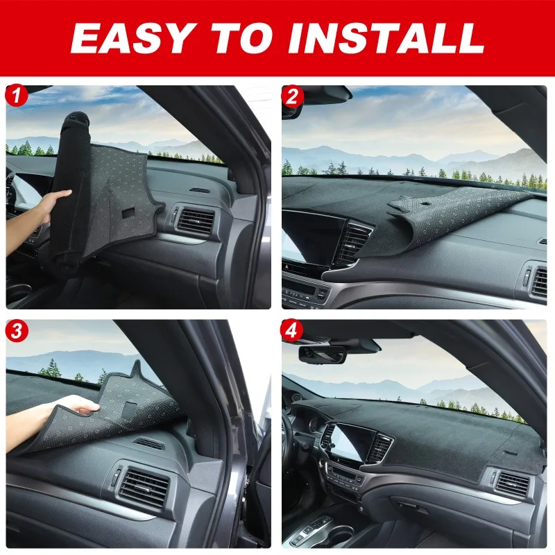 البوليستر لهوندا بايلوت 2016-2022 (الببتيد لليد اليسرى) لوحة القيادة ظلة الشمس حماية حصيرة غطاء وسادة تقليم اكسسوارات السيارات #5