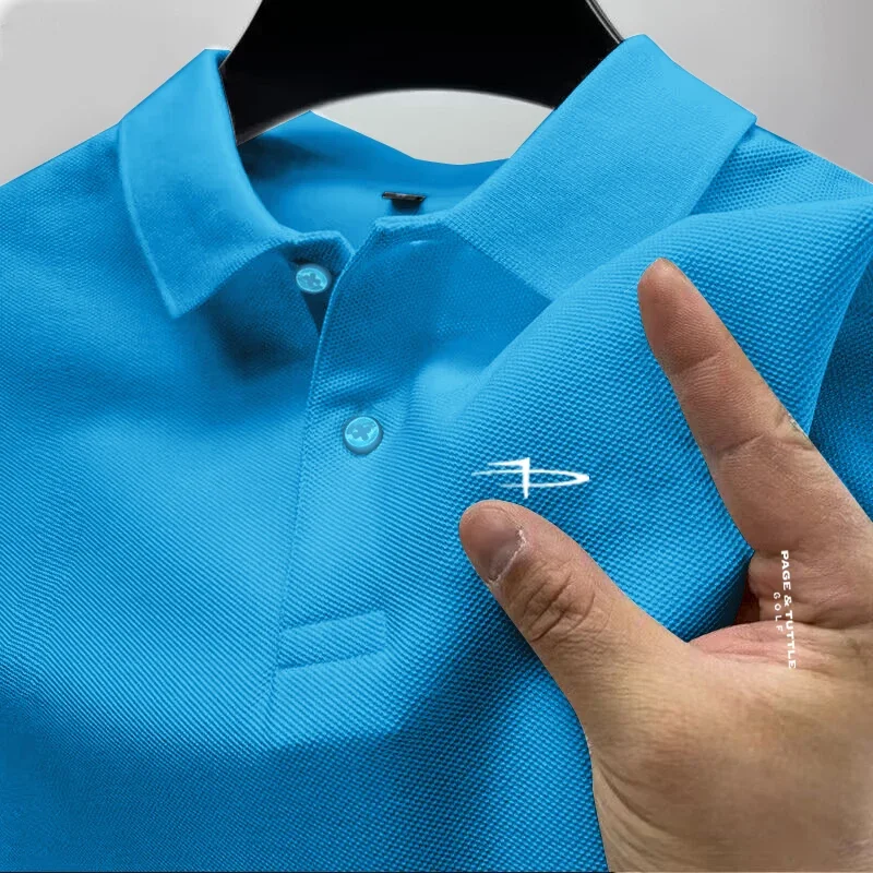 Men's monochrome casual cotton ball sweater slim fit short sleeved new product 2024 business casual new polo shirt popular fashi