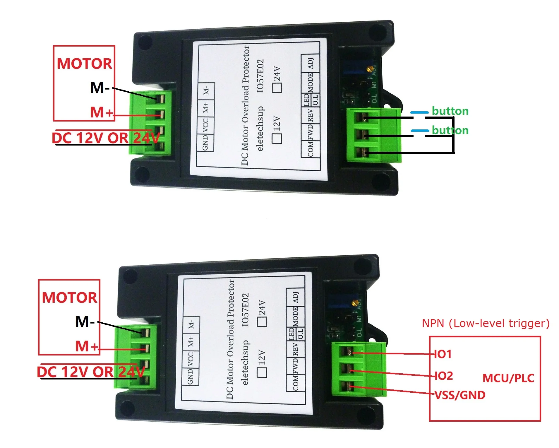 10A 20A 30A DC 12V 24V Brushed Motor Overload Overcurrent Short Circuit Protector Forward Reverse Controller