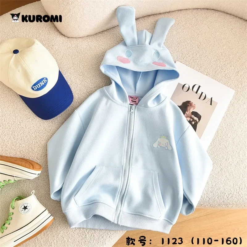 Anime Cartoon Kuromi Cinnamoroll Melody Printed Hoodie Jacket Children's Spring and Autumn Casual Tops Role Play Costumes