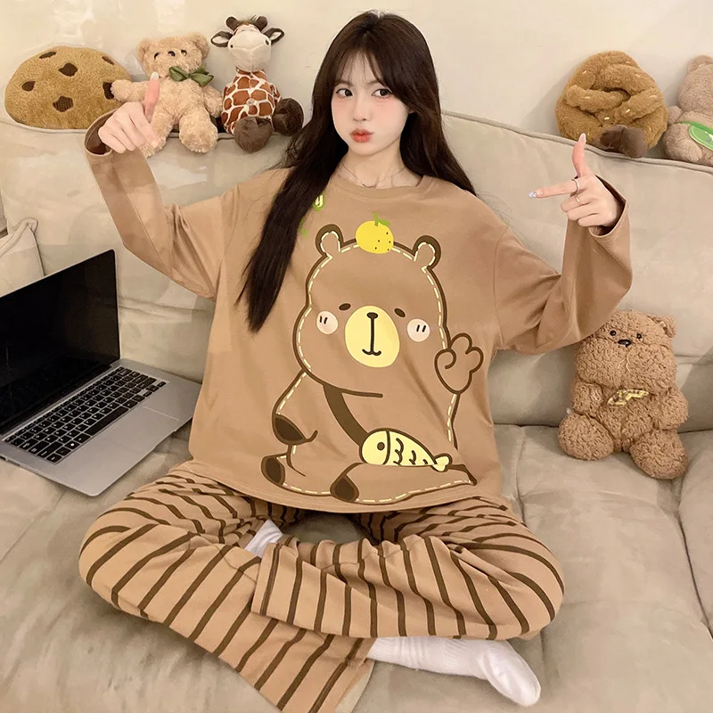 

New Pajamas Women's Spring and Autumn Pajamas Homewear Suit Thin Section of Young Girls Students Casual Pajamas Homewear Suit