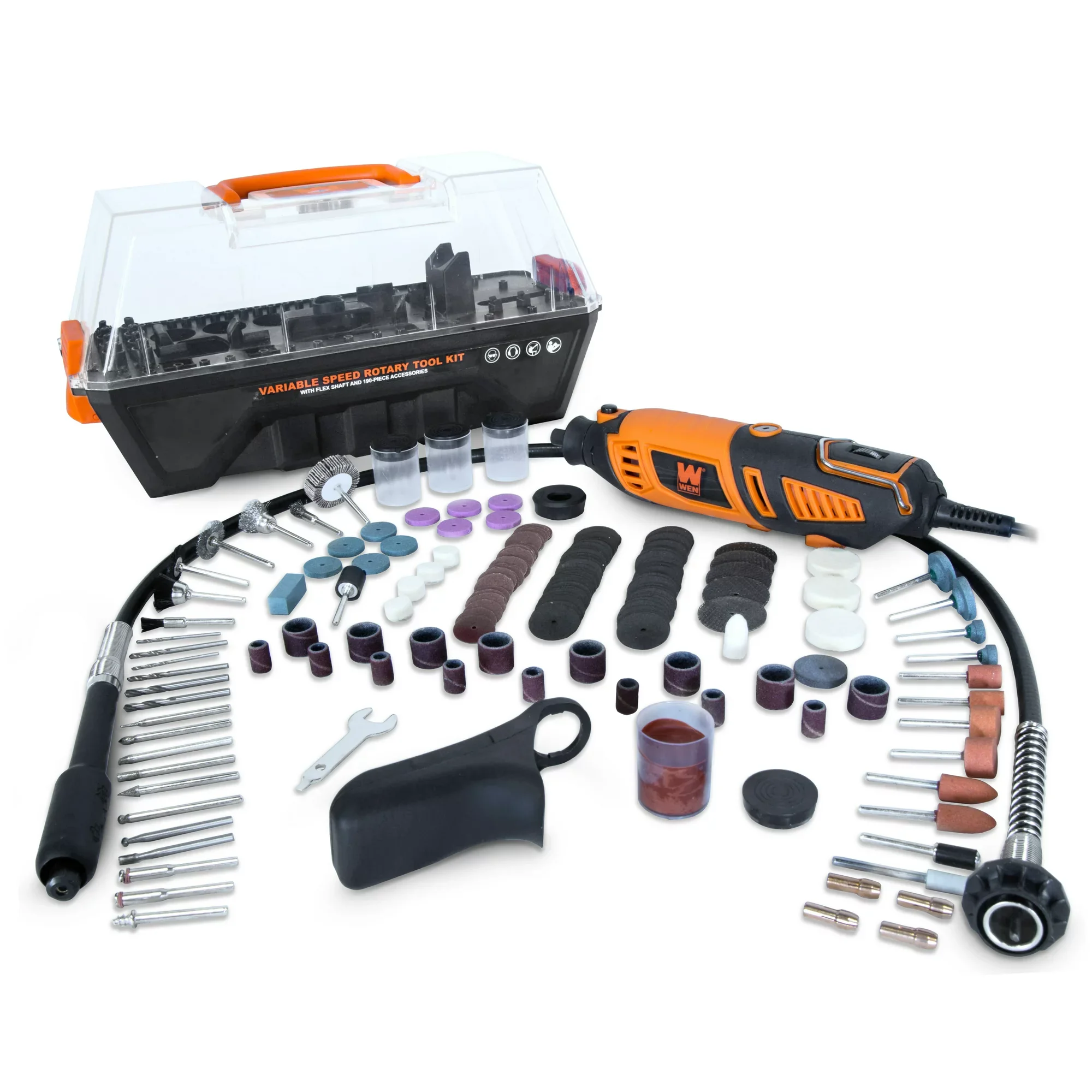 

1.3-Amp Variable Speed Steady-Grip Rotary Tool with 190-Piece Accessory Kit, Flex Shaft and Carrying Case,Power Tools