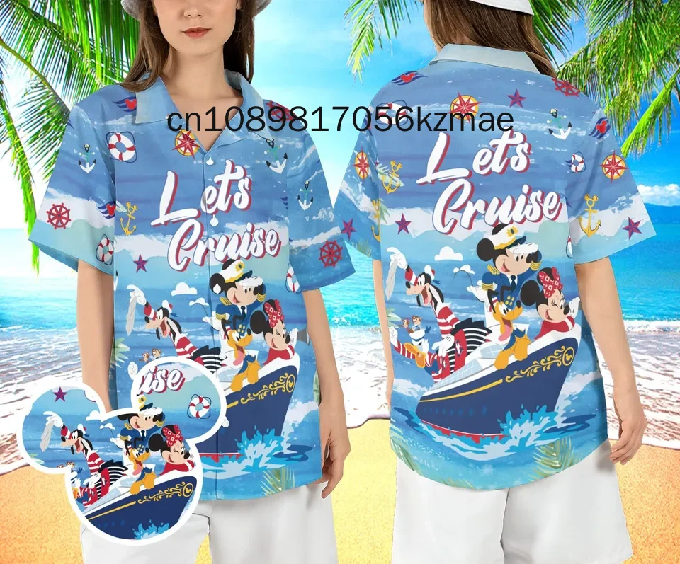 Mickey & Friends Cruise Hawaiian Shirt New Fashion Short Sleeve Shirts Men Women Casual Beach Shirts Disney Hawaiian Shirts