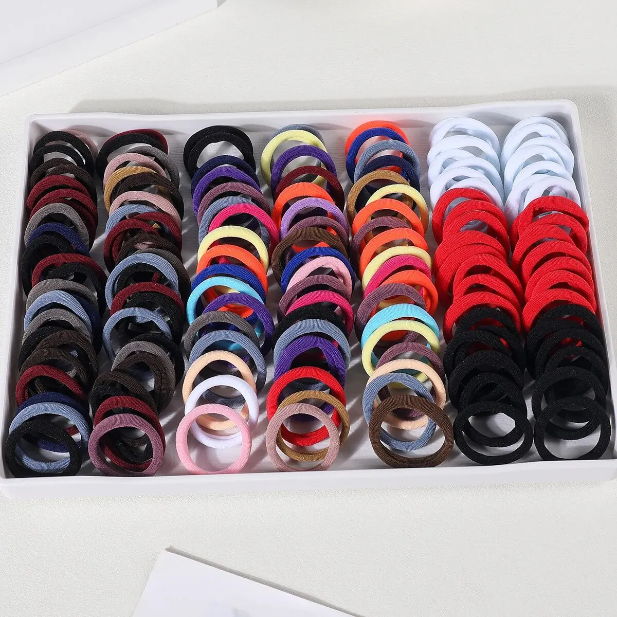 150Pcs Women Girls Basic Hair Bands 4cm Mixed Colors Elastic Headband Simple Head Ropes Ponytail Holder Ties Hair Accessories