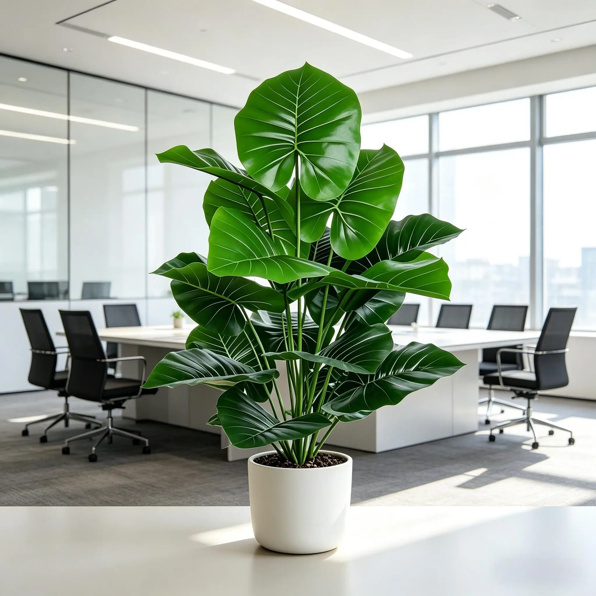 Planta Artificial de Alocasia Grande de 60-105 cm, Árbol de Taro de Hoja Redonda con Tacto Real para Decoración de Interiores, Exteriores, Hogar, Oficina y Fiestas