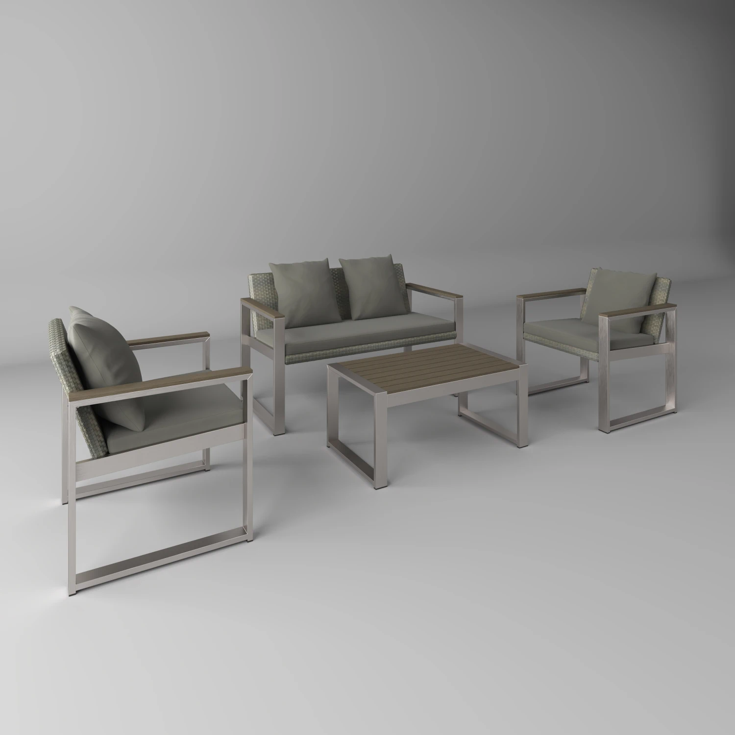 

Aluminum Rattan Modern 4 Piece Sofa Set for Patio Garden Outdoor