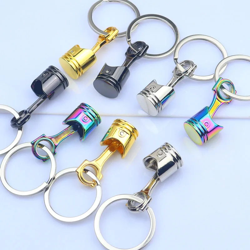 Motor de carro Piston Estilo Keychain, Metal Keyring, Keyfob personalizado, Criativo, Auto Modificação, Modelo, Presentes dos homens