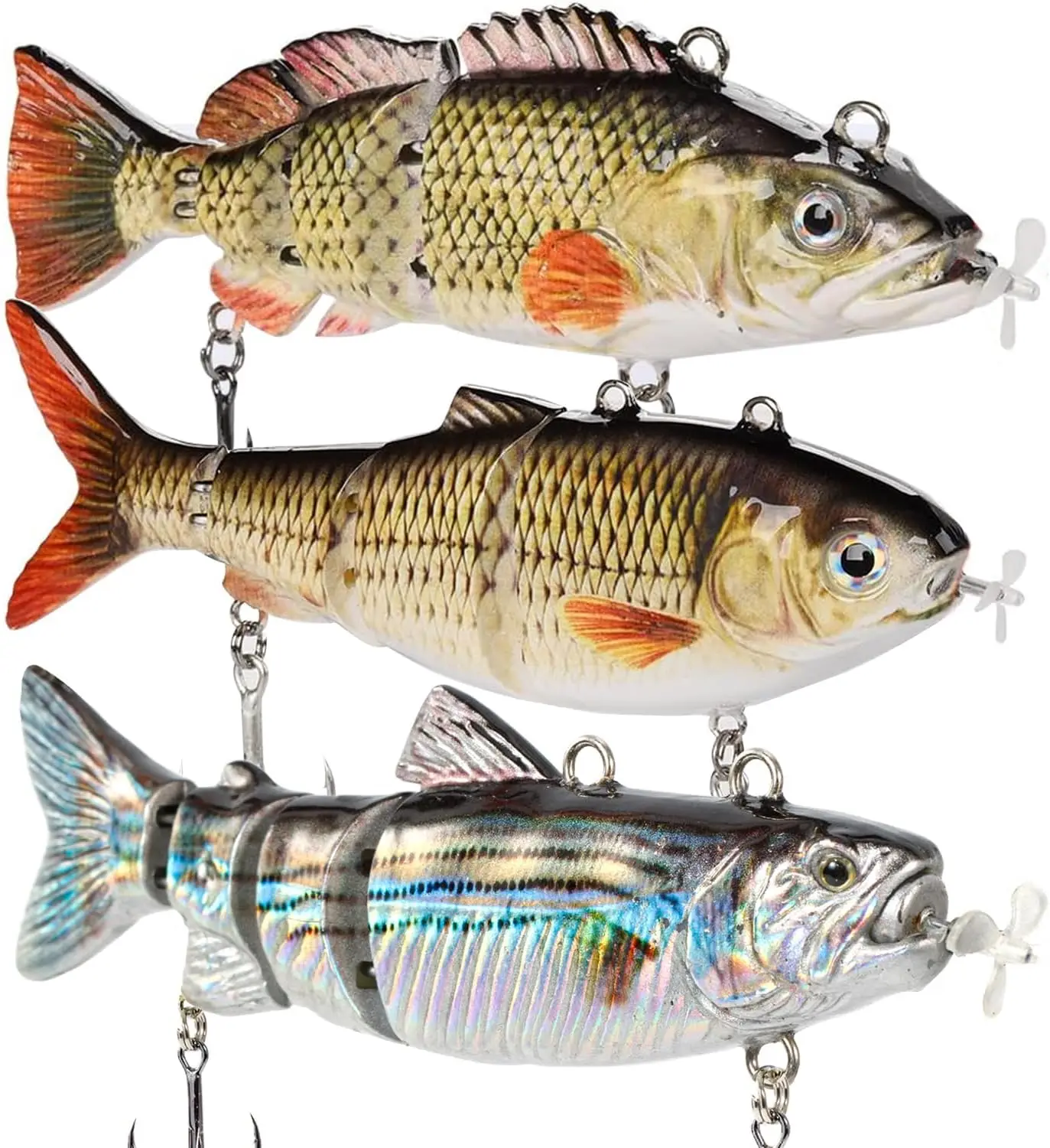 

5.1" Robotic Swimming Lure 4-Segment Multi Jointed Swimbait USB Rechargeable LED Light for Bass Trout Pike Fishing