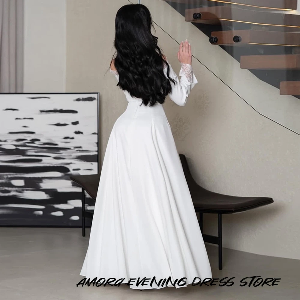 Customized Classic Off the Shoulder A-Line Evening Dress Long Sleeves Lace Party Dress Fashion Zipper Back Celebrity Gowns