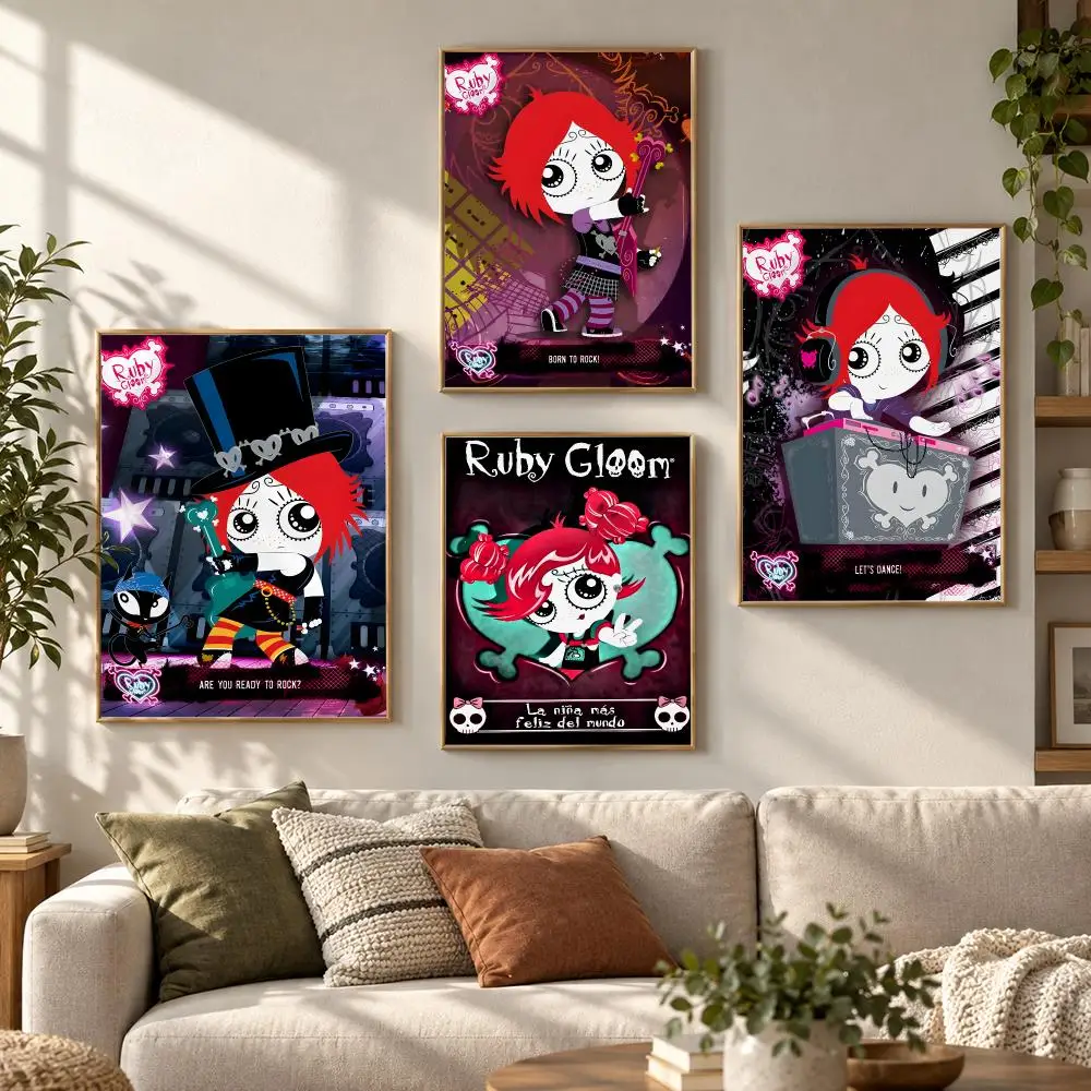 Ruby Gloom Gothic Cartoon Series Retro Character Visual Poster Contemporary Wall Art Print for Bedroom & Living Room, Unframed