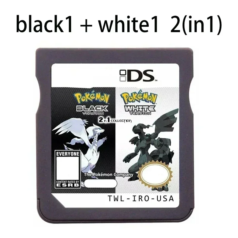 لعبة بطاقة NDS لمشغل البوكيمون NDS المحمول DS لعبة فيديو خرطوشة HeartGold SoulSilver هدية باللونين الأبيض والأسود