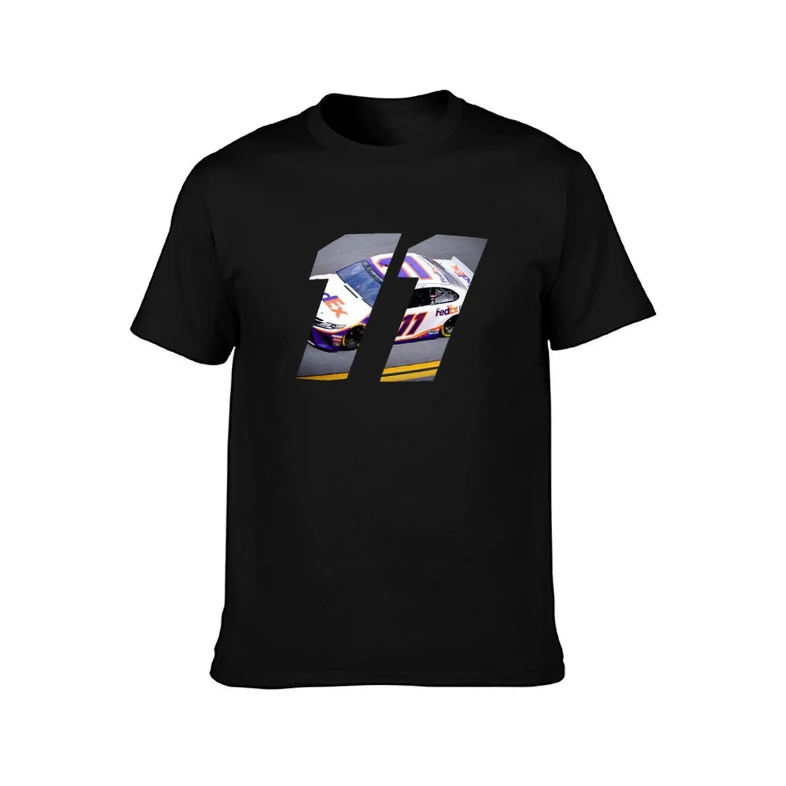 Denny Hamlin Car 11 T-Shirt, Summer Casual Cotton Tee, Oversized Streetwear Tops, Vintage Graphic Print, Loose Fit Short Sleeve