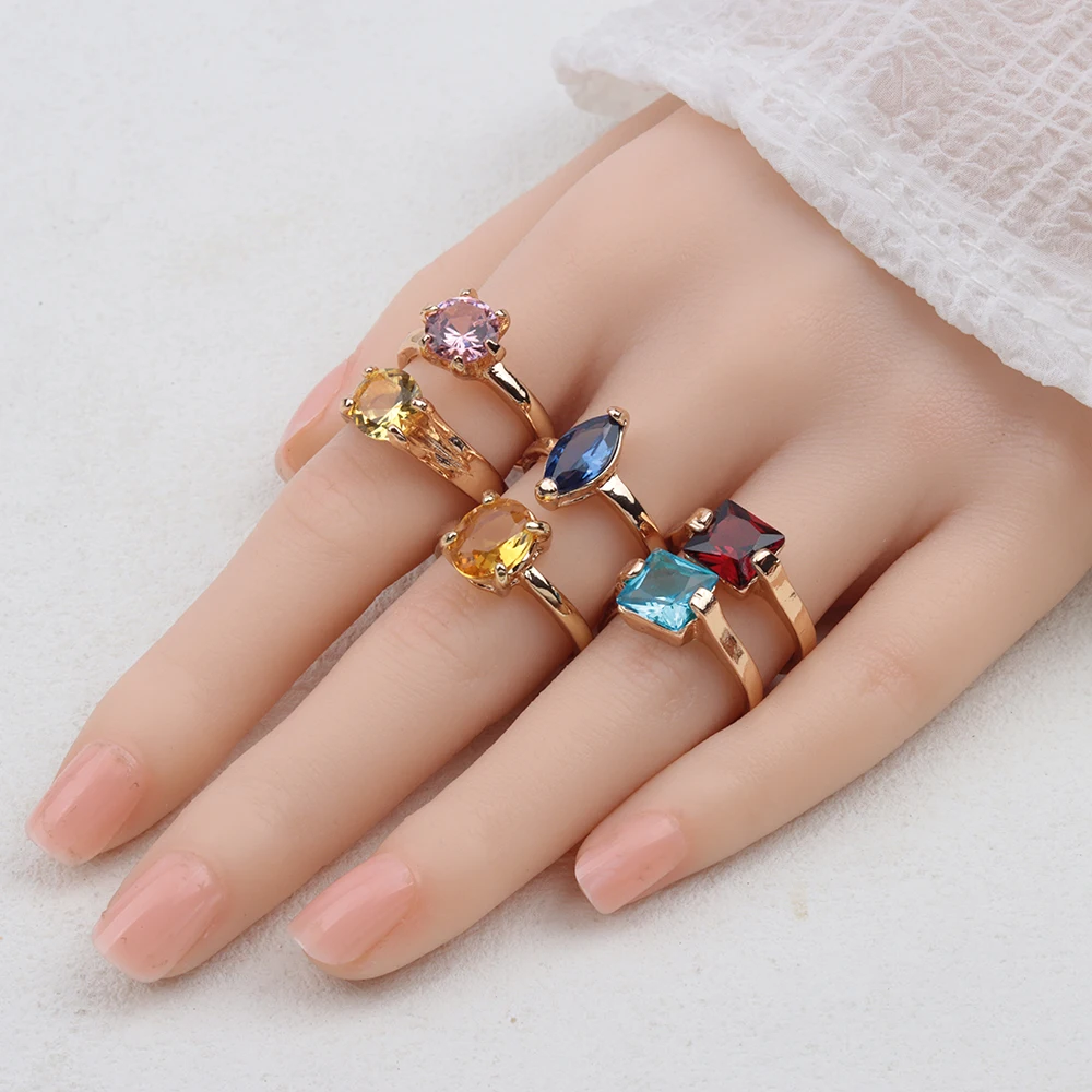 20Pieces/Lot New Mix Style Luxury Clear Zircon Big Crystal Finger Rings For Women Wedding Jewelry Party Gift