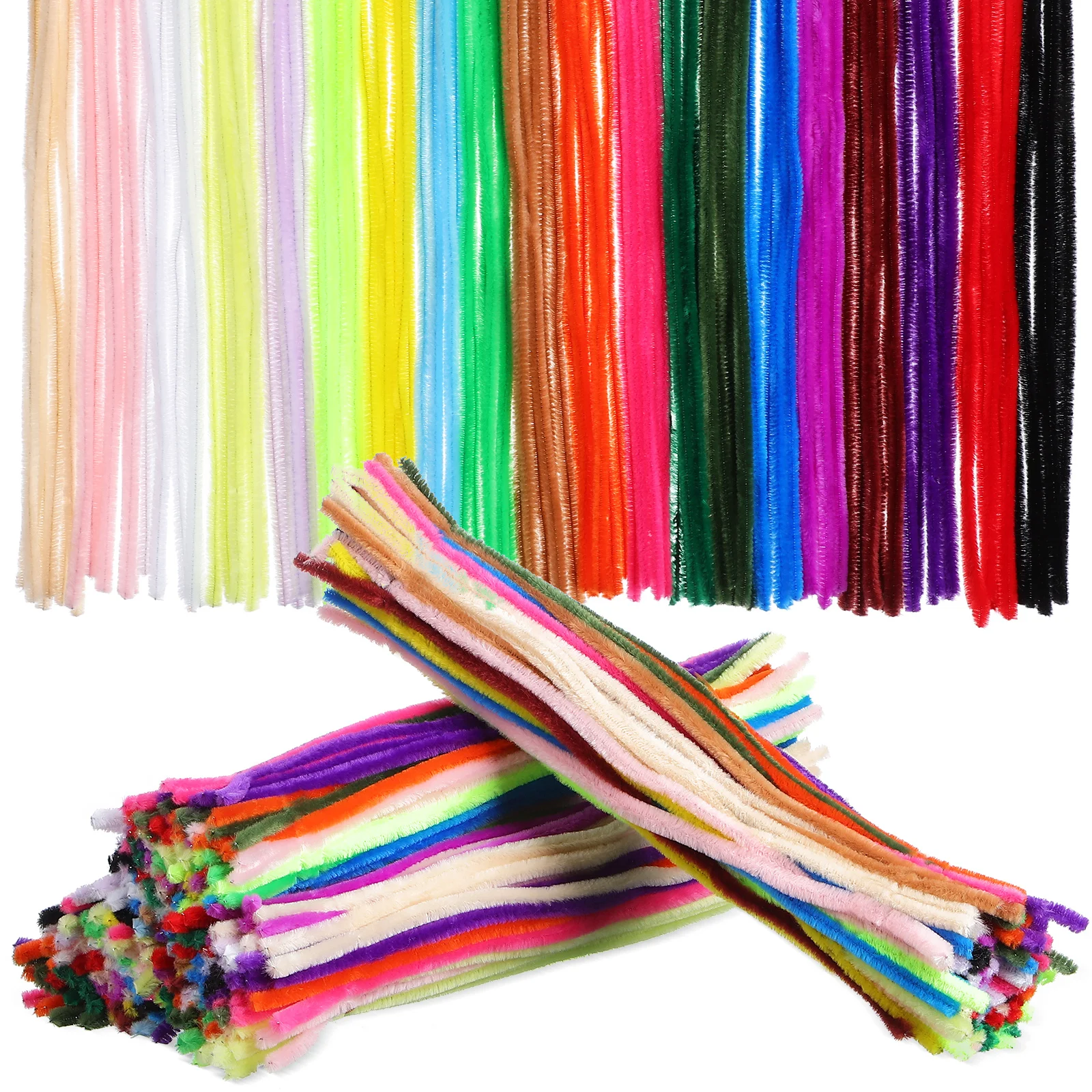 

400 pcs Fuzzy Pipe Cleaners Material Package Bendable Stems Assorted Colors DIY Projects Handmade Decorations