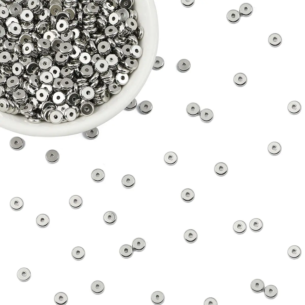 4/5/6mm Stainless Steel Coin Spacer Loose Beads For Jewelry Making Bracelet Necklace DIY Materials Accessories Flat Round Shaped