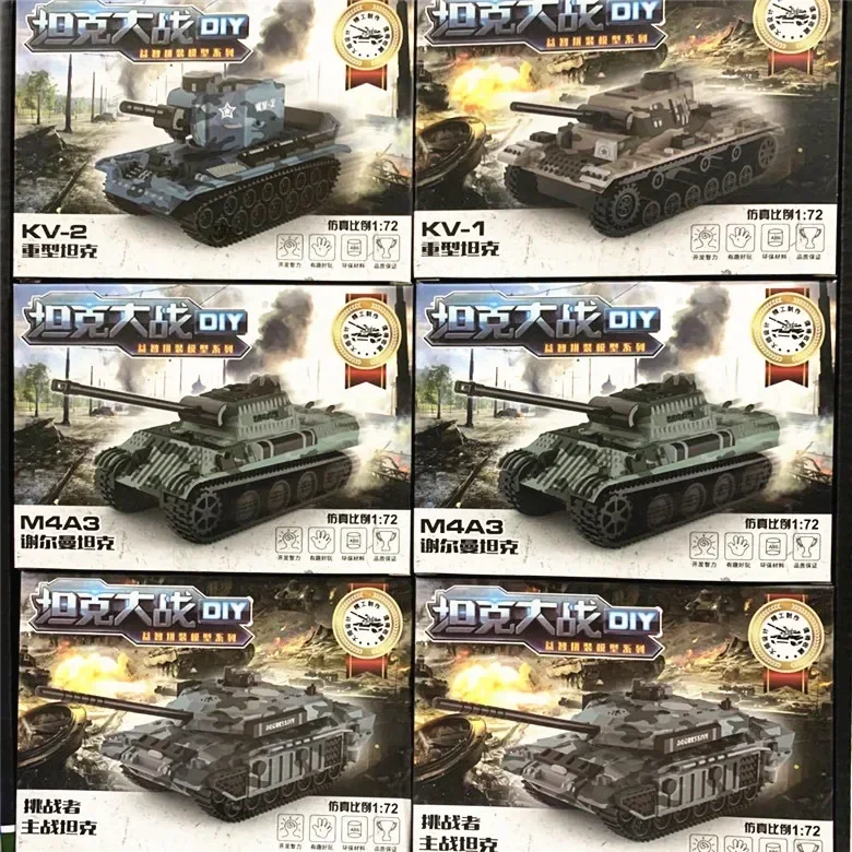 1/72 조립 탱크, UK 챌린저 RUS KV-1 KV-2, US M4A3 플라스틱 모델 장난감