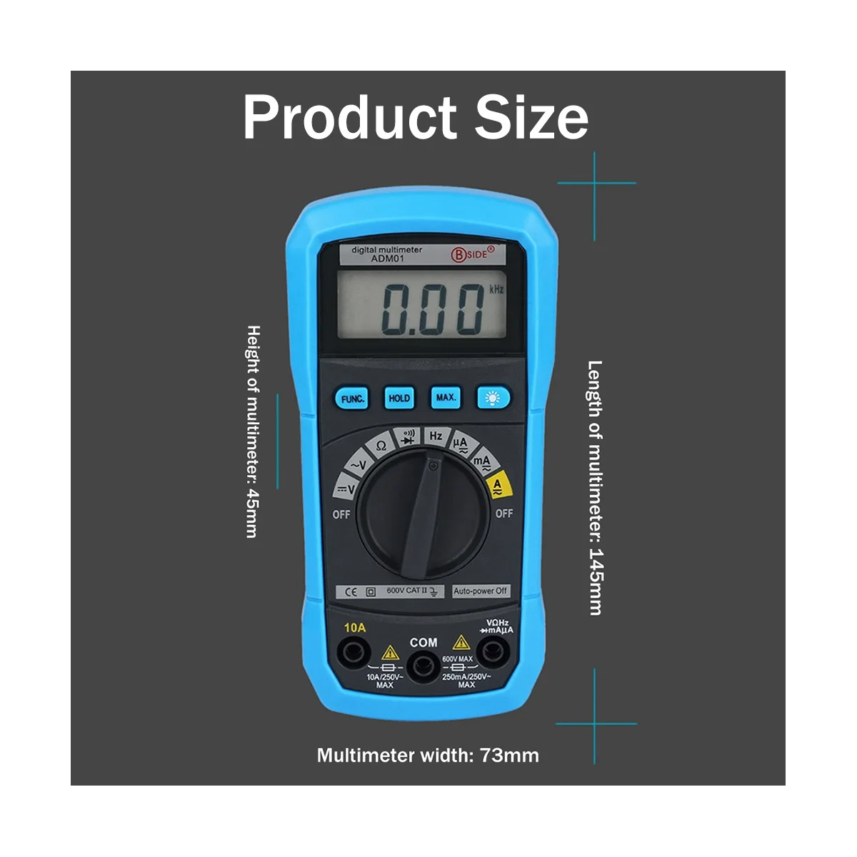 BSIDE ADM01 Digital Multimeter Multifunction AC/DC Voltage Current Temperature Resistance Capacitance Pocket Tester