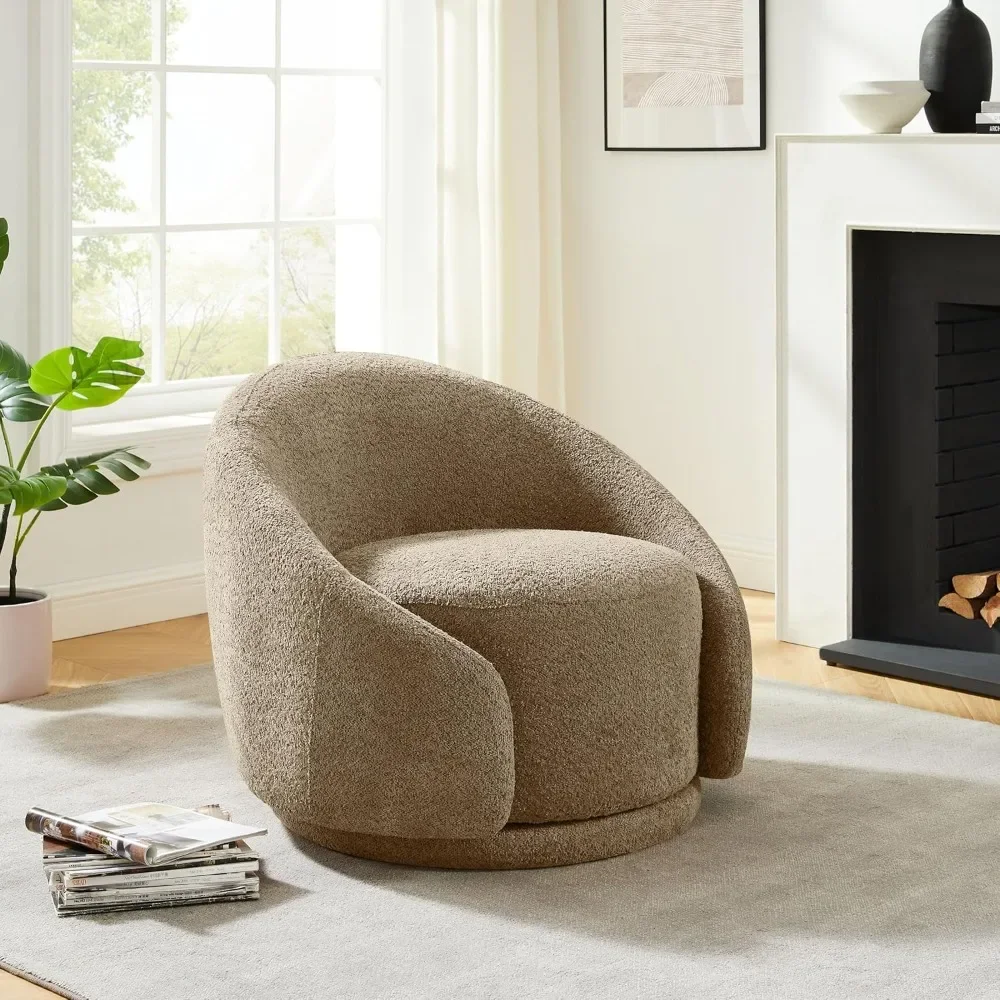 Swivel Barrel Chair,Upholstered Modern Round Accent Arm Chairs