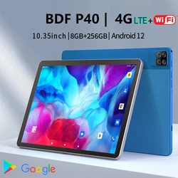 Tablet PC Android 12, Google Play, Rede 4G Dupla, GPS, Bluetooth, 5G WiFi, Tablet Frosted, 8GB RAM, 256GB ROM, 10.35 