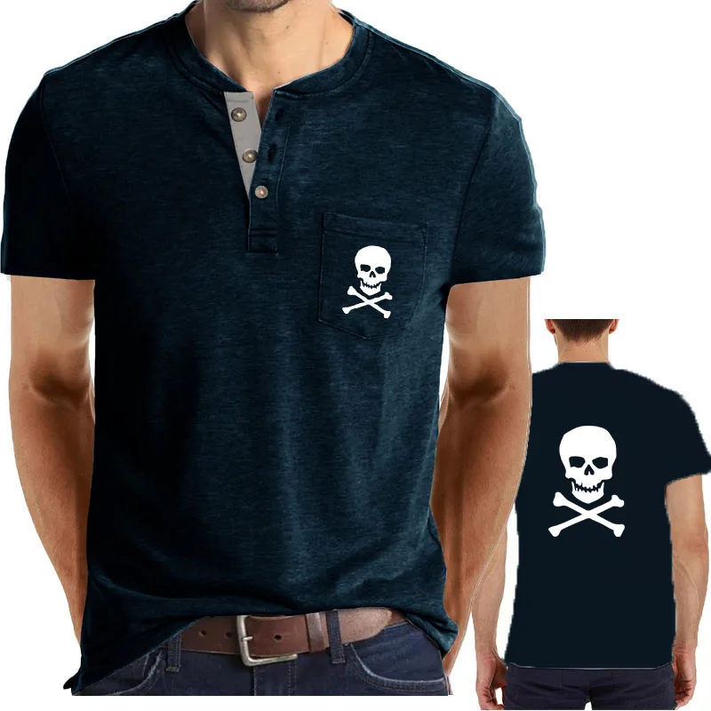 Golf shirt Short Sleeve Summer New men\'s T shirt skull print Cotton loose hip hop Business Casual men\'s shirt Short sleeve