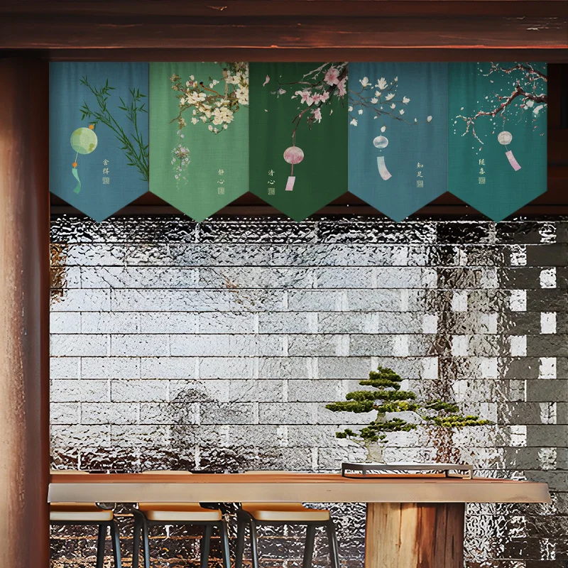 

Chinese Style Door Head Half-curtain Noren Izakaya Bistro Bar Restaurant Decor Short Curtains Living RoomKitchen Porch Partition