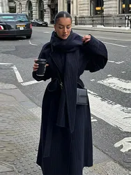 Vintage Striped Long Trench Coats Women Casual Single Button Coat With Muffler Belts Female Autumn Winter Elegant Loose Outwears