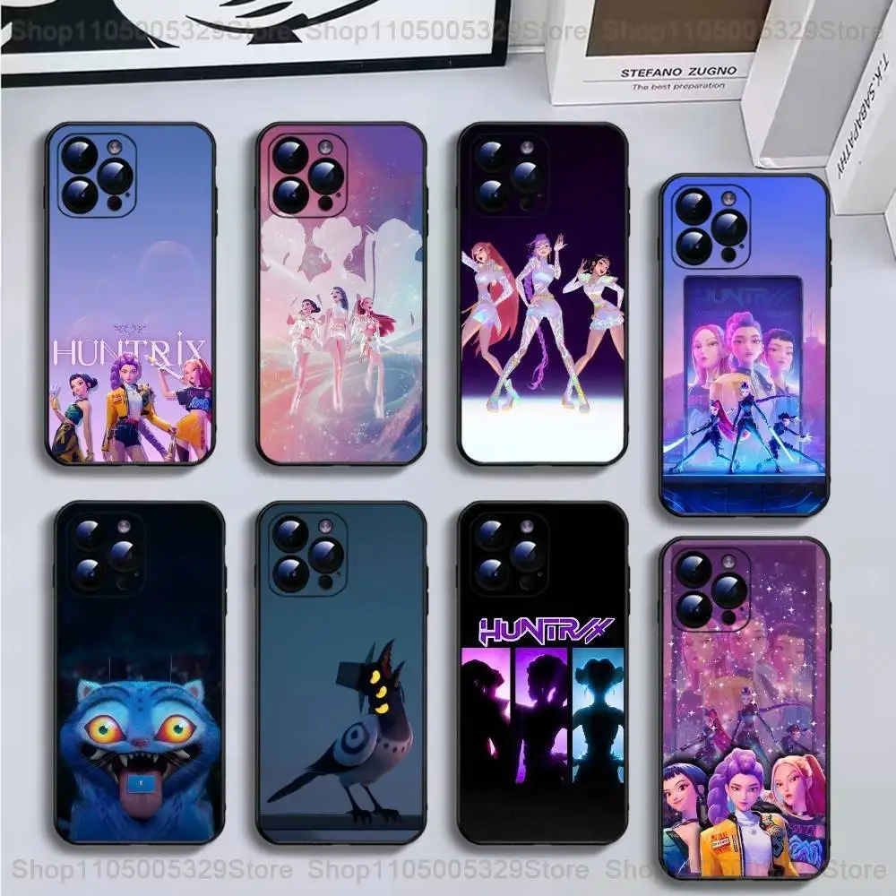 

HUNTRIX-D-Demon Hunters Phone Case For iPhone16,15,14,13,12,11 Plus,Pro Max,XS,X,XR,SE,Mini,8,7,Soft Black Cover