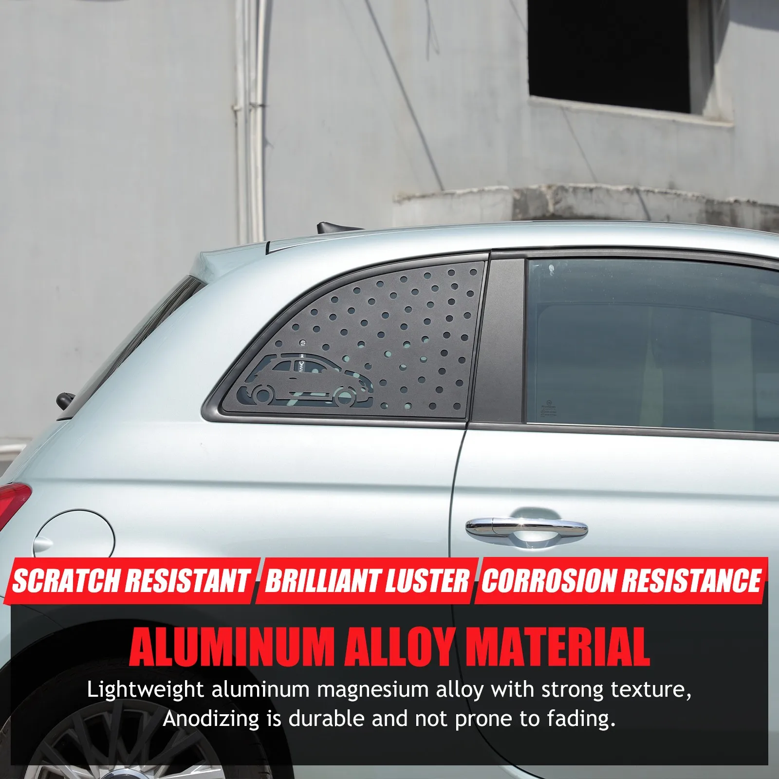 

2PCS Aluminum Alloy Car Rear Side Window Honeycomb Sun Shield Plate Cover For Fiat 500 2007-2025 Decorative Accessories