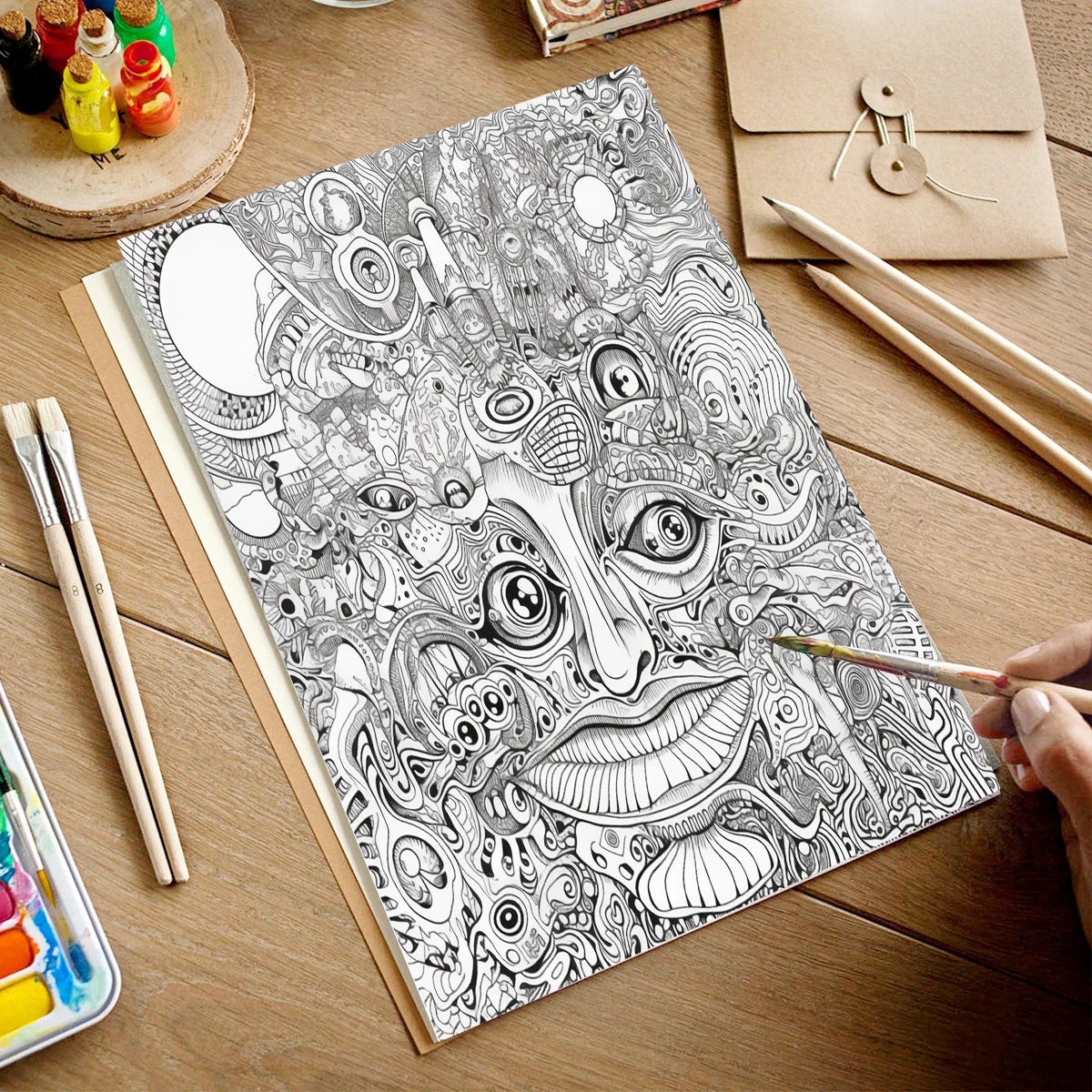 1PC Psychedelic Character Coloring Book Drawings for Kids Teens Adults Creative Inspirational Stress Relief Relaxation 20 Pages