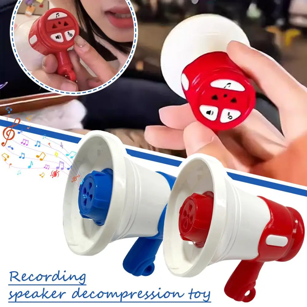Mini Voice Changer Megaphone Toy Portable Recording Speaker with Sound Effects Fun Stress Relief Toy for Kids & Pranks, Red/Blue
