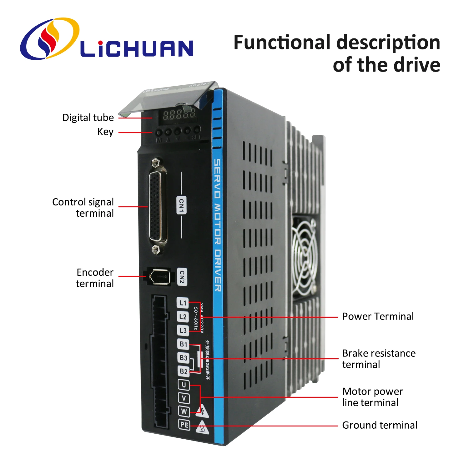 Lichuan 130ST brake servo motor 1.5KW 2KW 2.6KW AC servo driver kit 6Nm to 10Nm for robot machine CNC