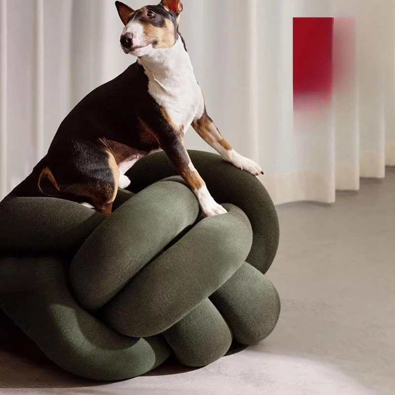 

Knitted wool knotted, lazy sofa, fabric stool spherical