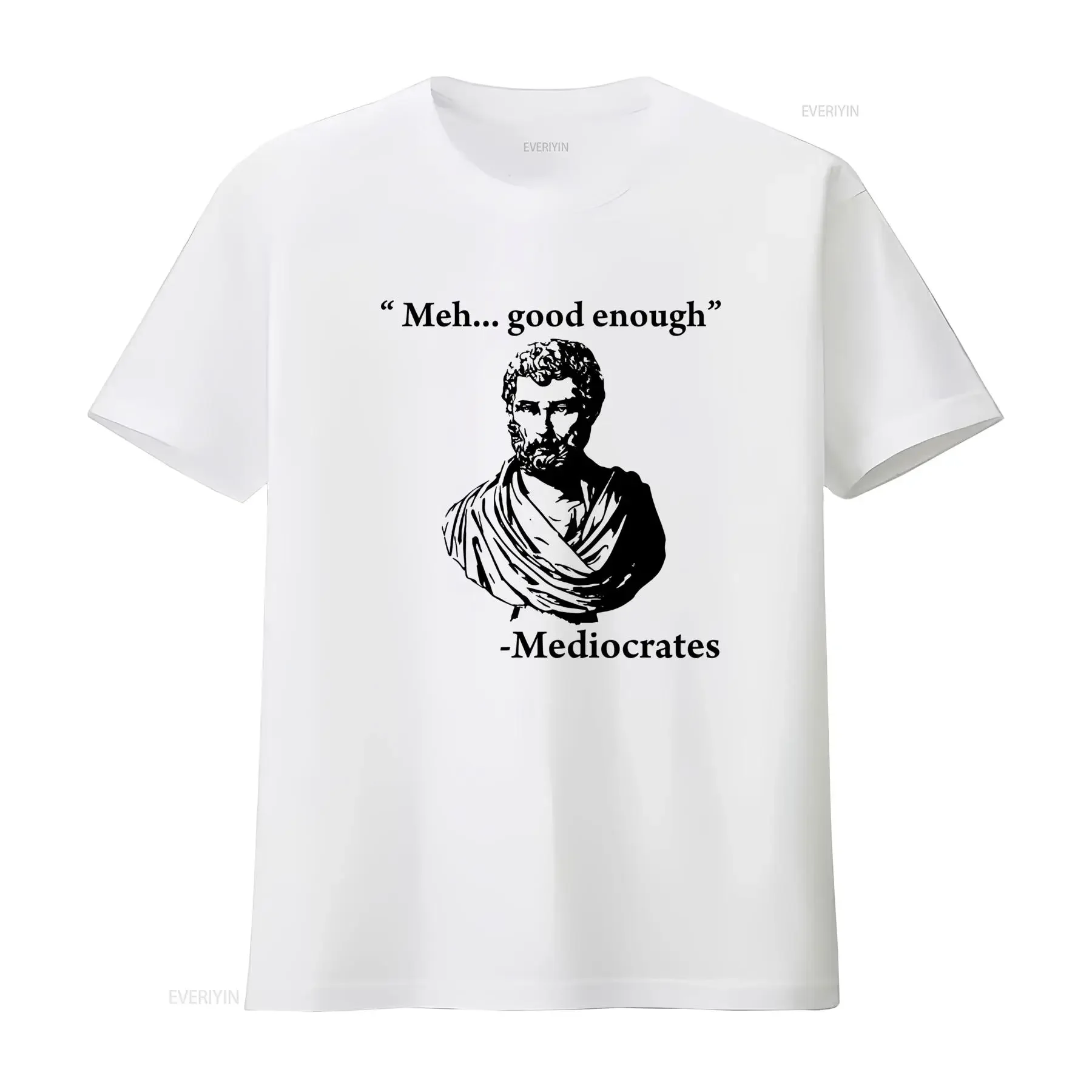 T-shirt Socrates « Meh Good Enough Mediocrates » – Motivationnel, Philosophie Grecque Antique, Philosophe, Vintage, Délavé, Extensible