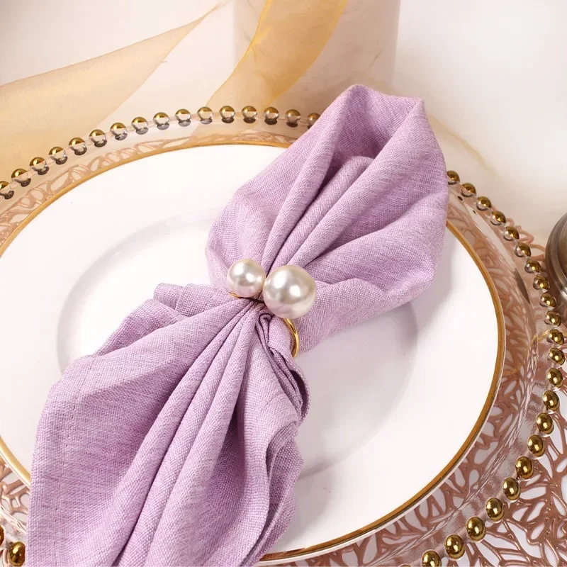 1PCS Highlighted U-Shaped Pearls Napkin Rings for Wedding Place Settings Home Kitchen Dinner Table Decor Napkin Holder Buckle