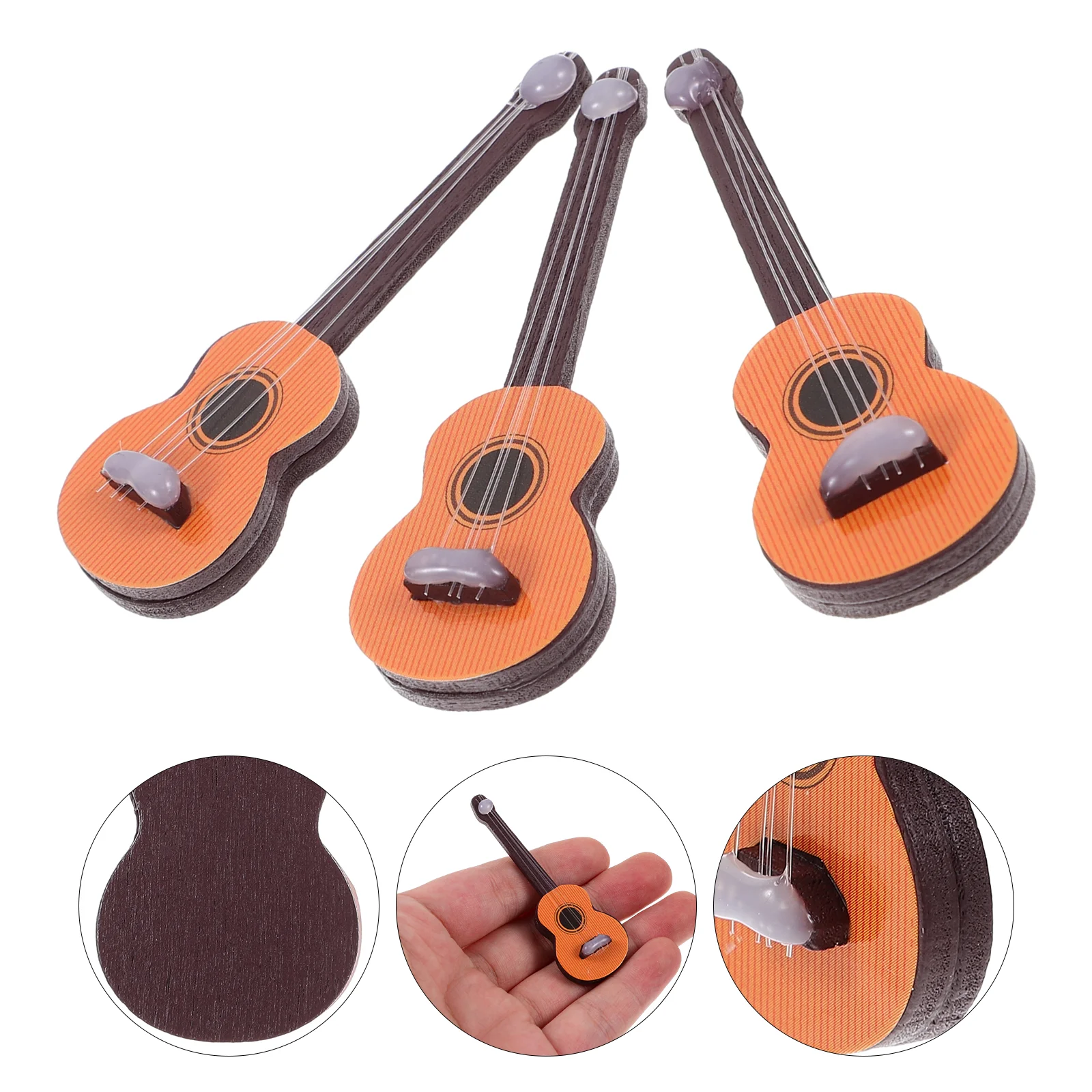 3 Pcs House Musical Instrument Small Guitar Decor Guitars for Kids DIY Adorn Instruments Creative Mini Accessories