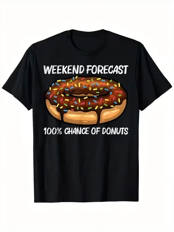 Funny Weekend Forecast Donut Lover T-Shirt Men Women Novelty Casual Short Sleeve Graphic Tee Oversized Summer Streetwear T-shirt