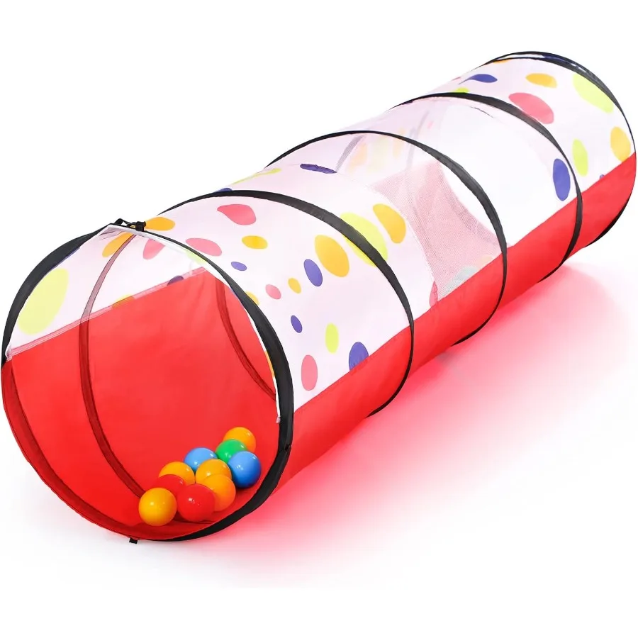 Tunnel pour les tout-petitsPup Up Play Tunnel Tente pour bébés ou chiens Jouets d'intérieur et d'extérieur pour jardin Playset Points rouges Play Tunne