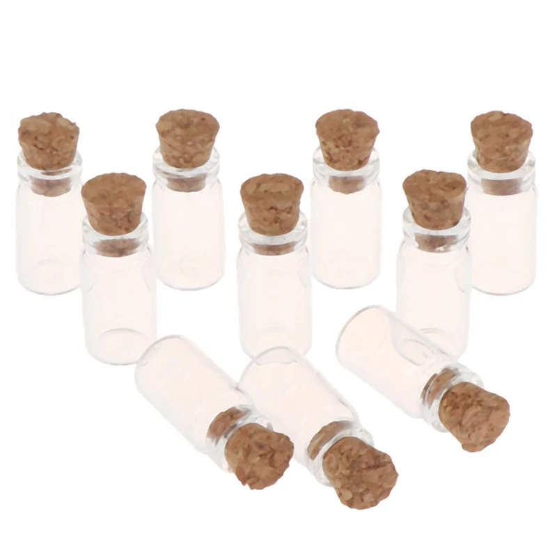 10Pcs 1:12 Dollhouse Miniature Glass Jars Model Candy Jars Storage Jars with Wood Lid Ornament Food Toy Accessory