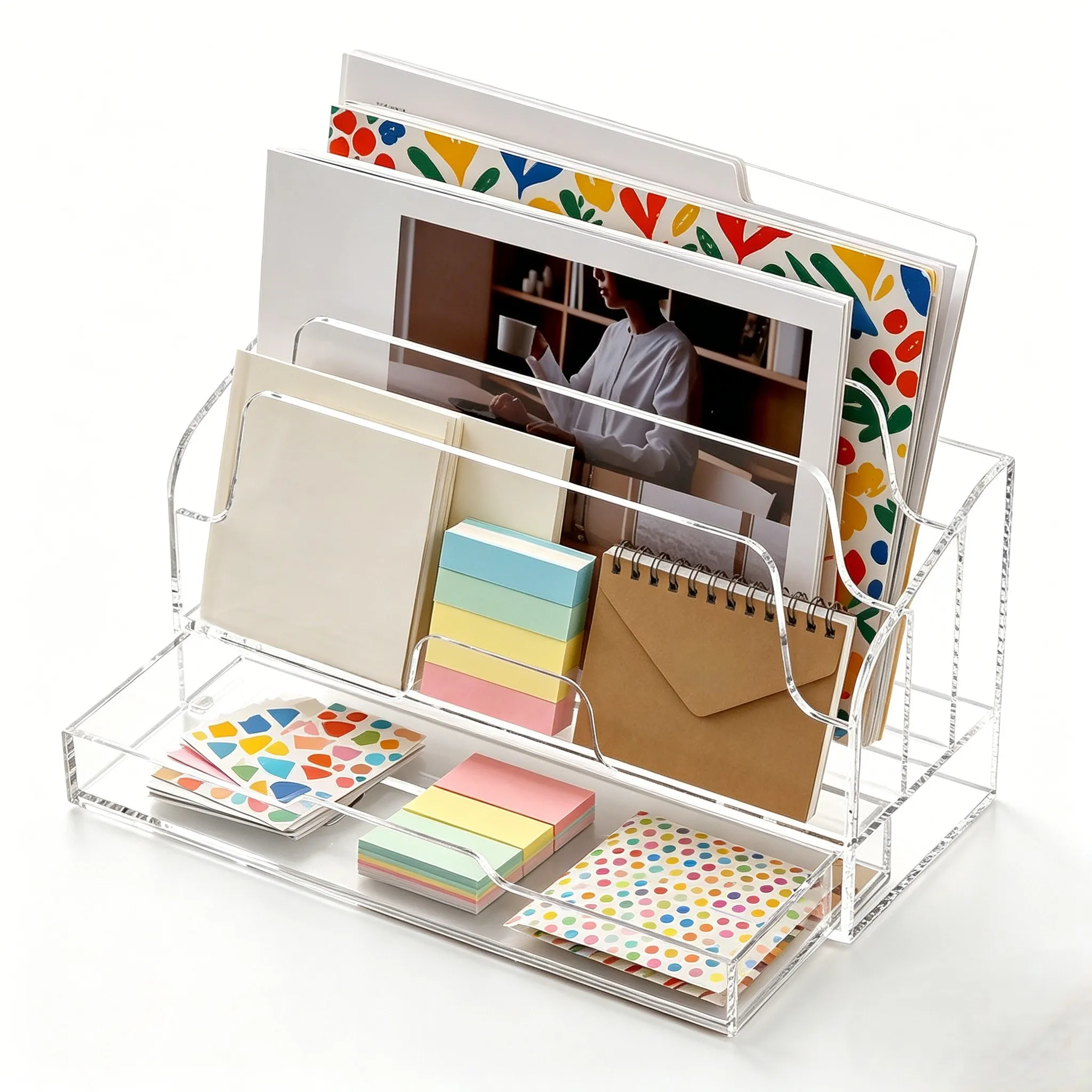 Clear Desk Organizer With Drawers: Stylish & Space-Saving File Storage For Office Desk And Workspace Organization