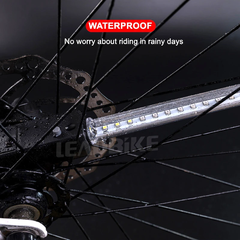 LEADBIKE Waterproof Bike Spoke Light Bicycle Hot Wheel Light 64 LEDs 30 Patterns Double Side Display Cycling Light Accesorios