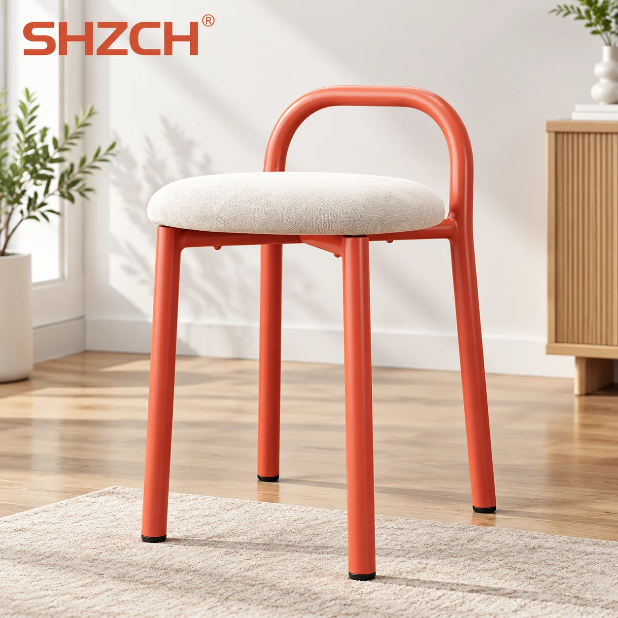 ‌Nordic Modern Dining Chair with Ergonomic Backrest, Multi-Color Velvet Makeup Stool for Bedroom Vanity & Home Decor
