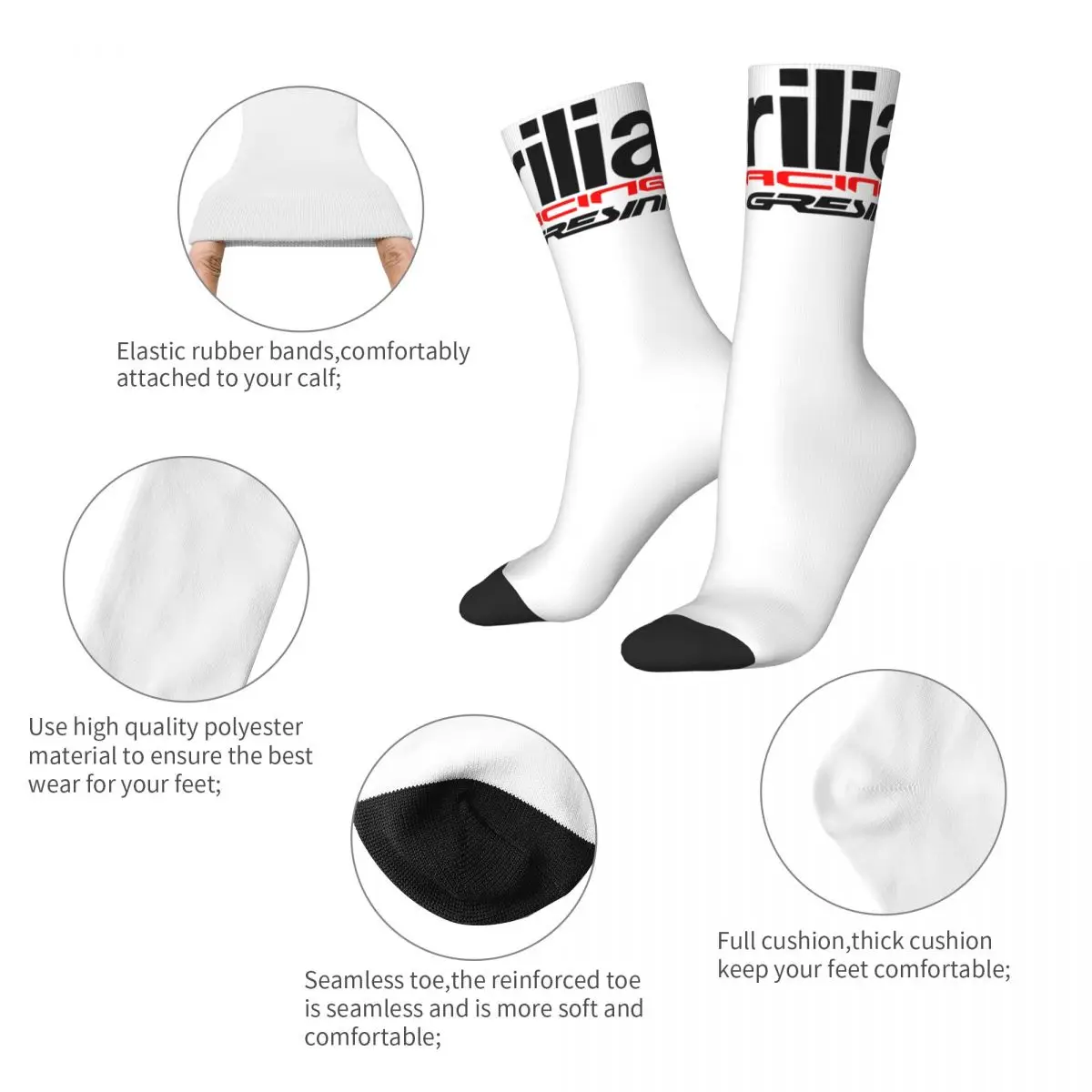 Crazy Design Unisex Aprilia Motorcycle Moto Racing Team Dress Socks Product Skateboard Socks Warm Best Gift Idea