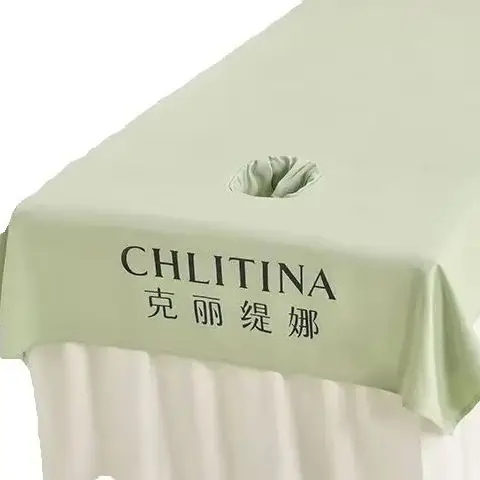 Professional Cotton Beauty Salon Massage Spa Bed Sheet With/No Hole Logo Printed for Salon Use，120x230cm