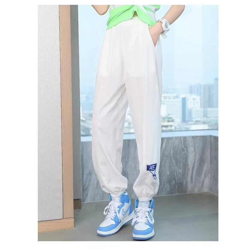 Color Letter Print Long Pants for Boys Hip Hop Harajuku Children Comfortable Cargo Pants Loose Sports Teen Casual Harem Pants