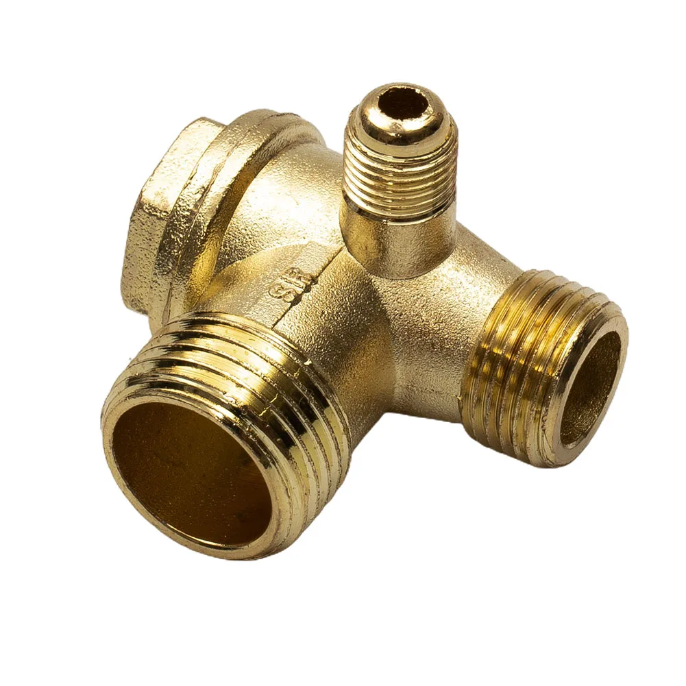 3-Port Zinc Alloy Male Thread Check Valve Connector Dia 20mm/16mm/10mm For Air Compressor 20x16x10 Replacement Air Tools